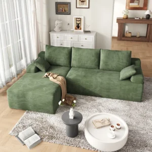 Boneless 104" 2-Piece Compression Boneless Corduroy L-Shaped Modular Sectional Sofa, 【Upgraded High-Density Foam】, No Assembly Required