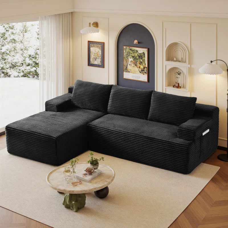 Boneless 96" Sectional Couches For Living Room Modern Modular L-Shape Cloud Sofa