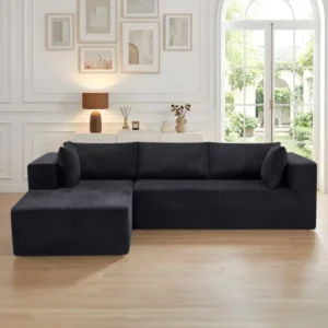 Boneless Sofa, 105" Corduroy Sectional with Deep Seat, 3-Seater Boneless Couch, No Assembly Required